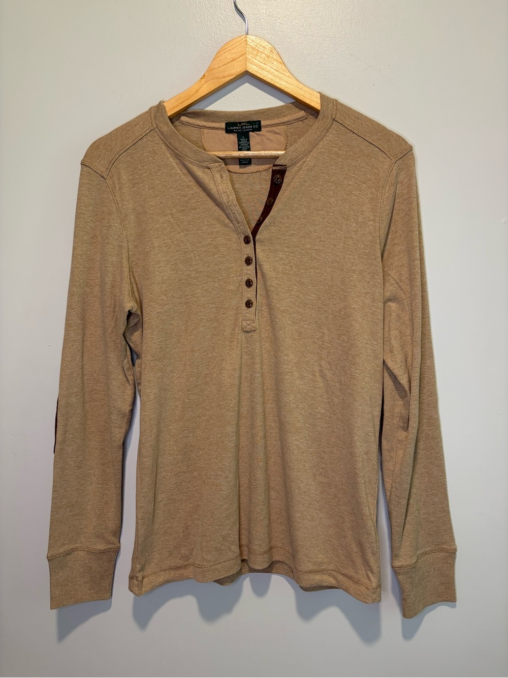 Lauren Ralph Lauren Tan Long-Sleeve Henley Top
